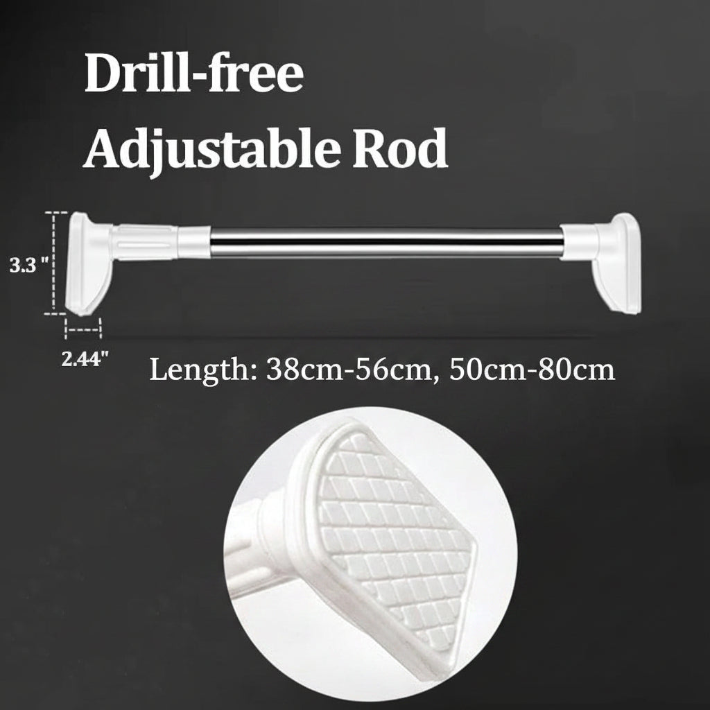 Drill-Free Adjustable Tension Rod – Expand Storage Without Wall Damage