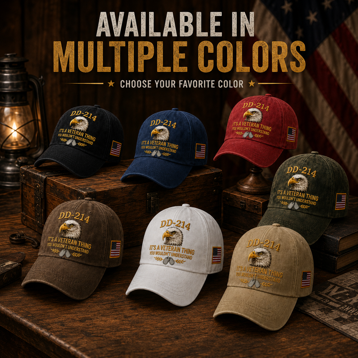 DD-214 Veteran Honor 3-Piece Gift Set – Embroidered Cap, Coin & Bracelet
