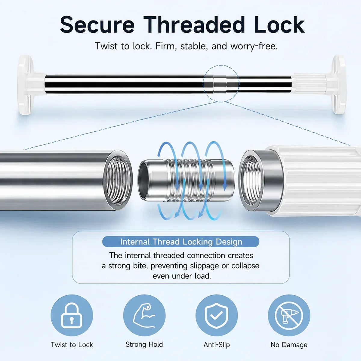 Drill-Free Adjustable Tension Rod – Expand Storage Without Wall Damage
