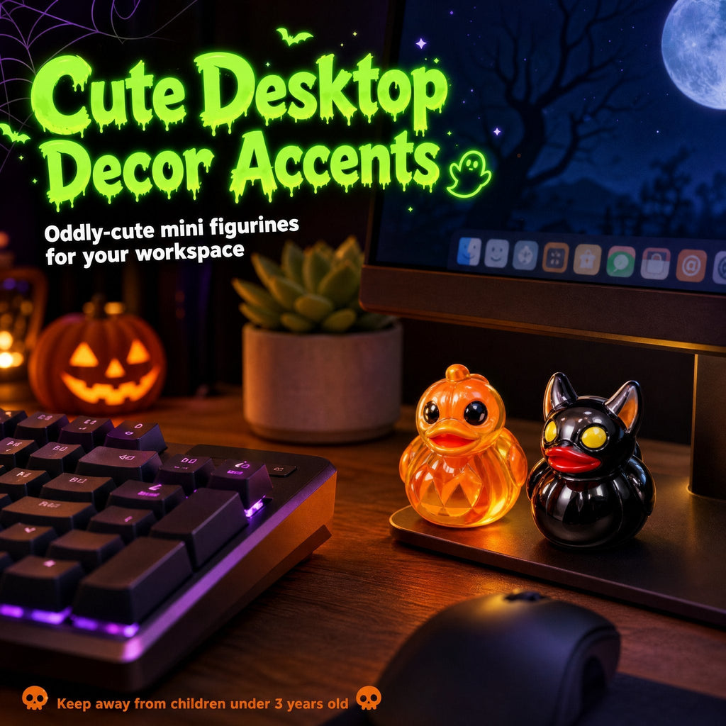👻🎃Glow-In-The-Dark Mini Halloween Duck Set - Luminous Resin Figurines & Spooky Statues for Desk & Micro-Landscapes