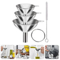 Kitchen Funnel with Brush Stainless Steel Utensils Gear Wide Mouth